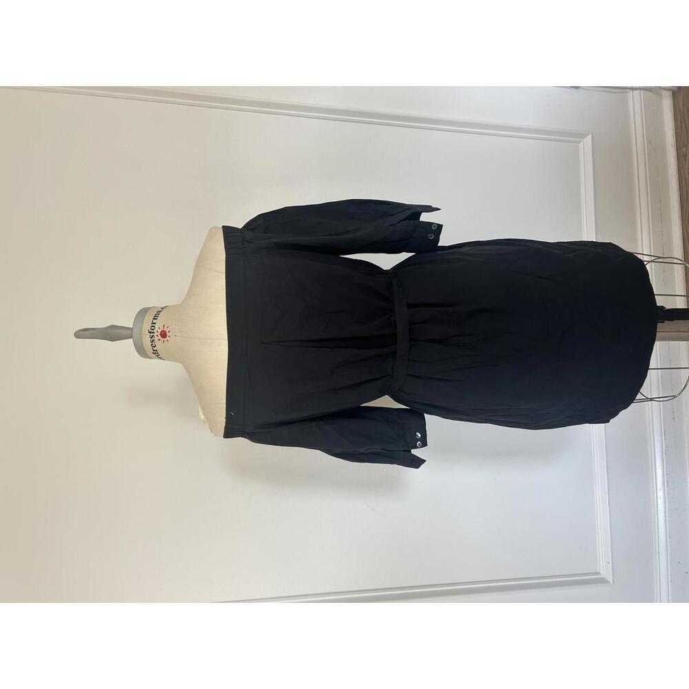 Theory - Off-Shoulder Stretch Cotton Poplin Dress, size 8, black - Picture 4 of 10